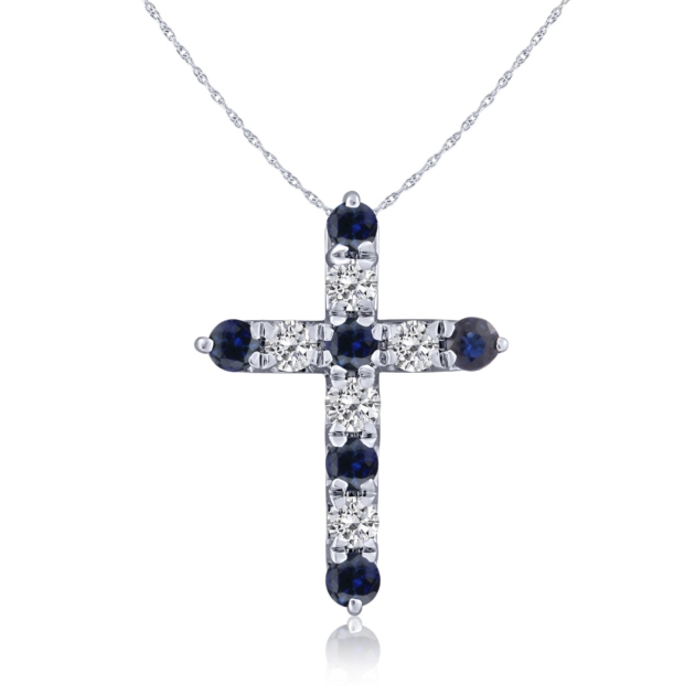 0.25CT SAPPHIRE & DIAMOND CROSS