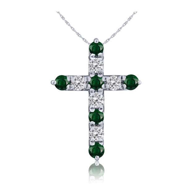 0.25CT EMERALD & DIAMOND CROSS