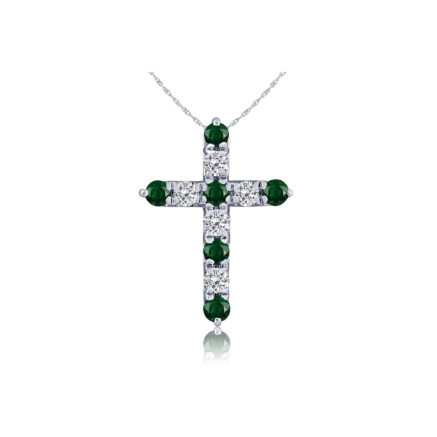0.10CT EMERALD & DIAMOND CROSS