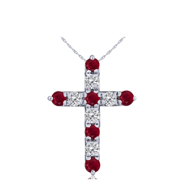 0.25CT RUBY & DIAMOND CROSS
