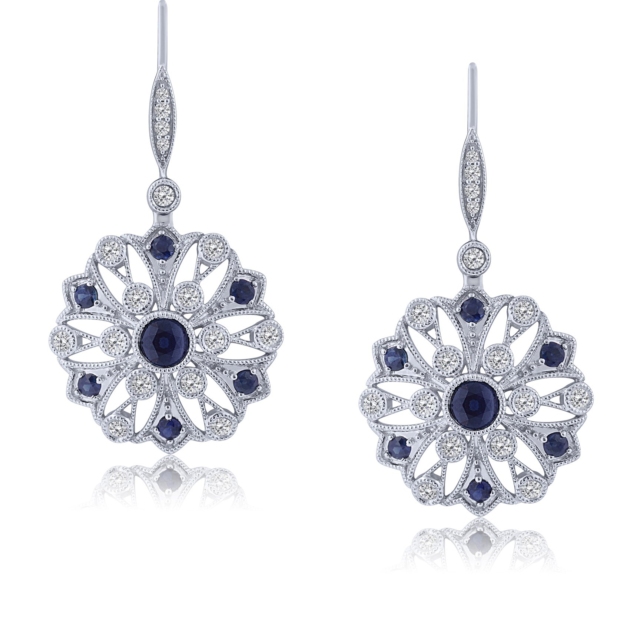 0.50CT SAPPHIRE & DIAMOND DROP EARRINGS