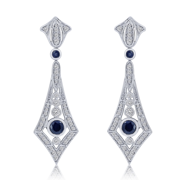 1.00CT SAPPHIRE & DIAMOND  DROP EARRINGS