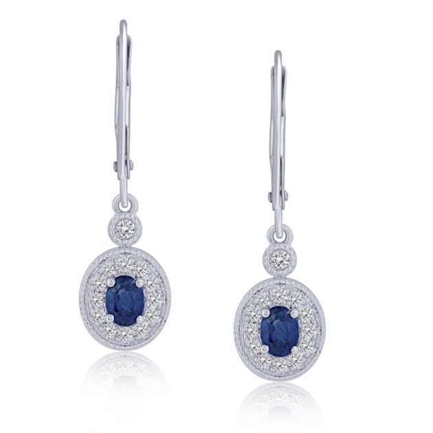 0.20CT SAPPHIRE & DIAMOND LEVERBACK EARRINGS