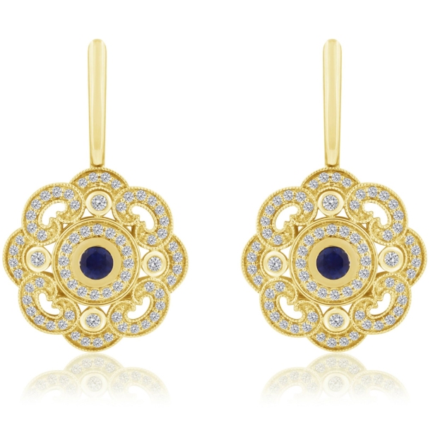 0.75CT SAPPHIRE & DIAMOND DROP EARRINGS