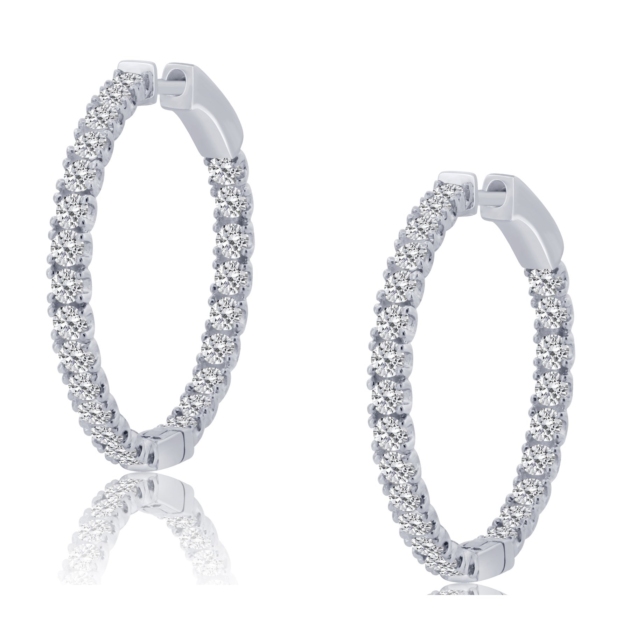 1.98CT ROUND INSIDE OUTSIDE HOOP EARRINGS