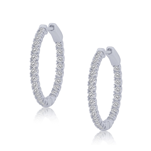 1.00CT ROUND INSIDE OUTSIDE HOOP EARRINGS