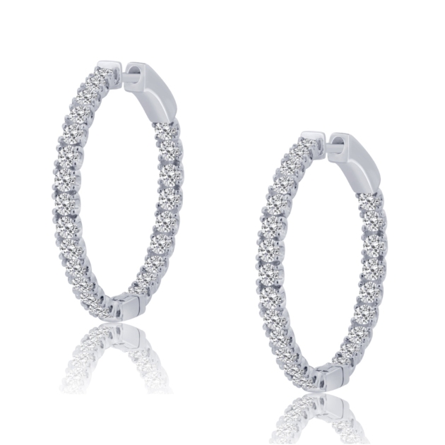 1.50CT ROUND INSIDE OUTSIDE HOOP EARRINGS