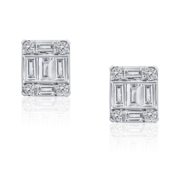 0.25CT BAGUETTE DIAMOND STUD EARRINGS