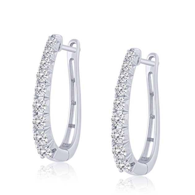 1.00CT GRADUATED DIAMOND HOOP EARRINGS