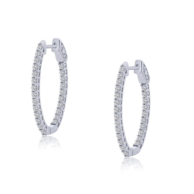 1.00CT OVAL INSIDE OUTSIDE HOOP EARRINGS