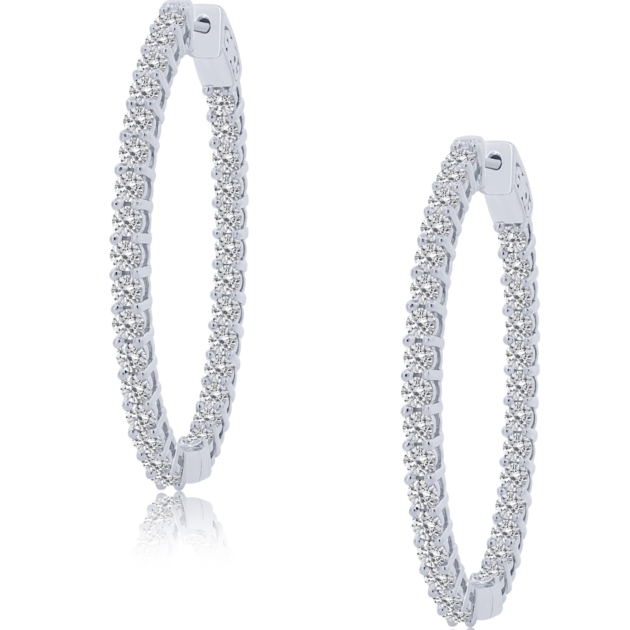 4.00CT OVAL INSIDE OUTSIDE HOOP EARRINGS