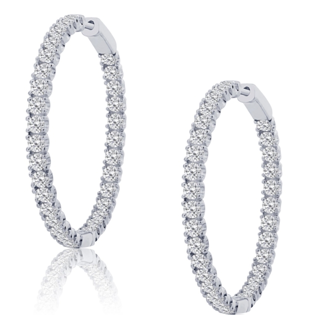 4.00CT ROUND INSIDE OUTSIDE HOOP EARRINGS