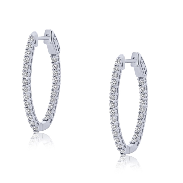 1.50CT OVAL INSIDE OUTSIDE HOOP EARRINGS