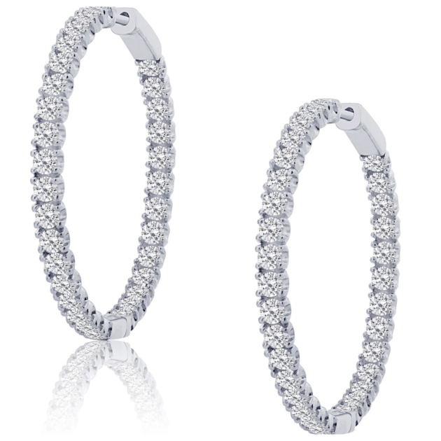 6.00CT ROUND INSIDE OUTSIDE HOOP EARRINGS
