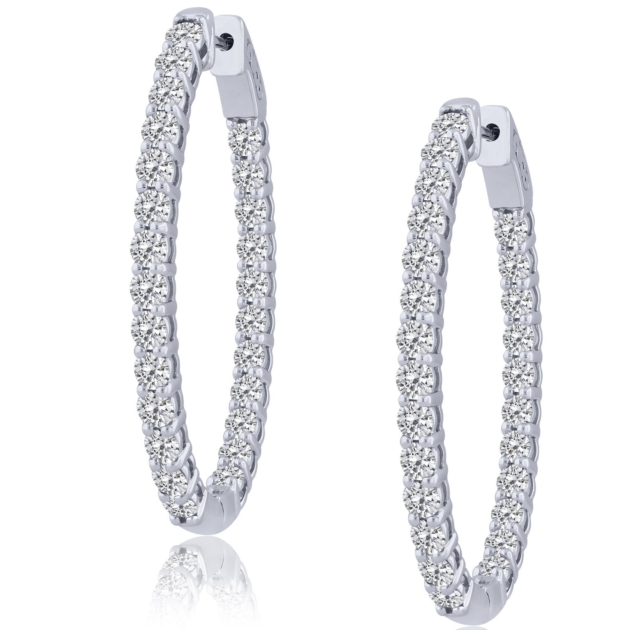 6.00CT OVAL INSIDE OUTSIDE HOOP EARRINGS