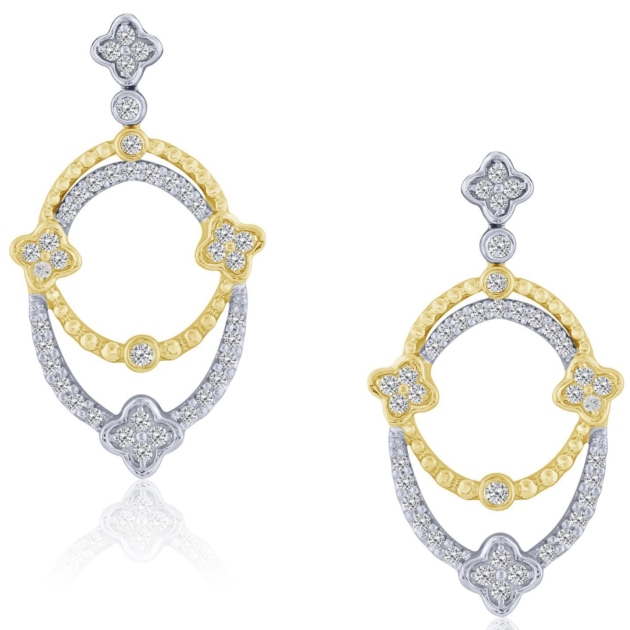 0.50CT TWO TONE DIAMOND DROP EARRINGS