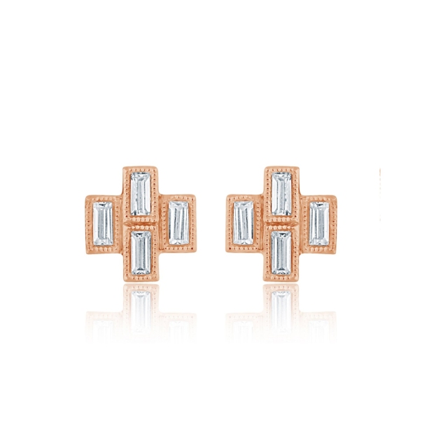 0.16CT BAGUETTE DIAMOND STUD EARRINGS