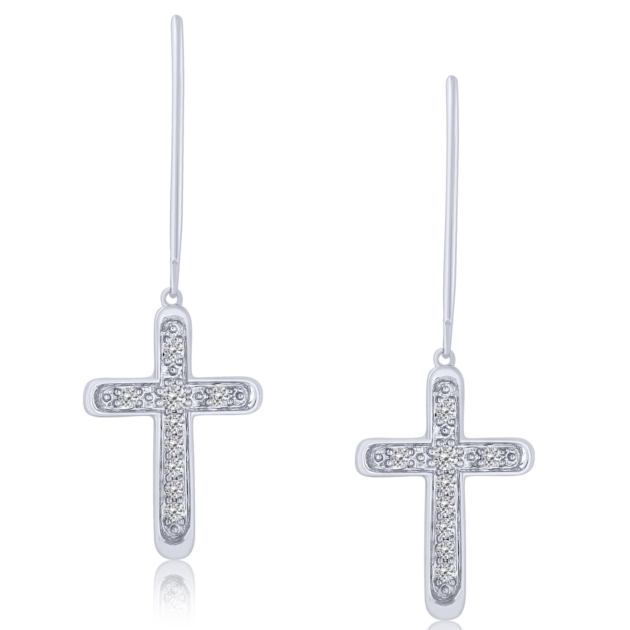 0.15CT LEVERBACK CROSS  EARRINGS