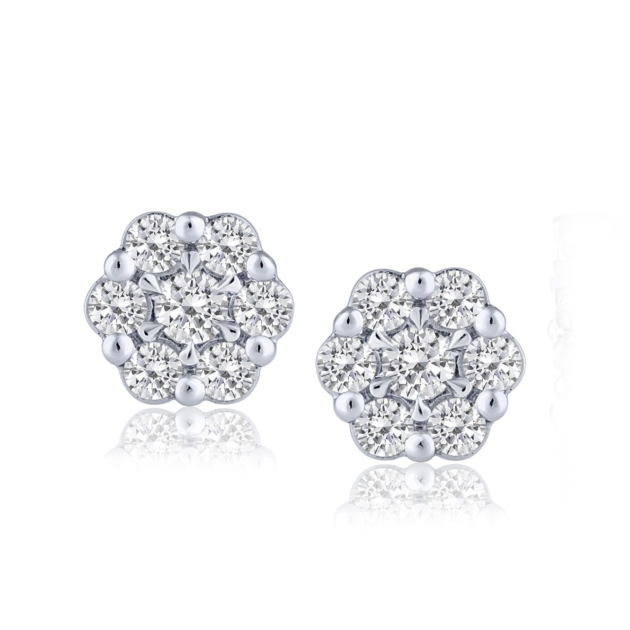 0.50CT ROUND CLUSTER DIAMOND STUD EARRINGS