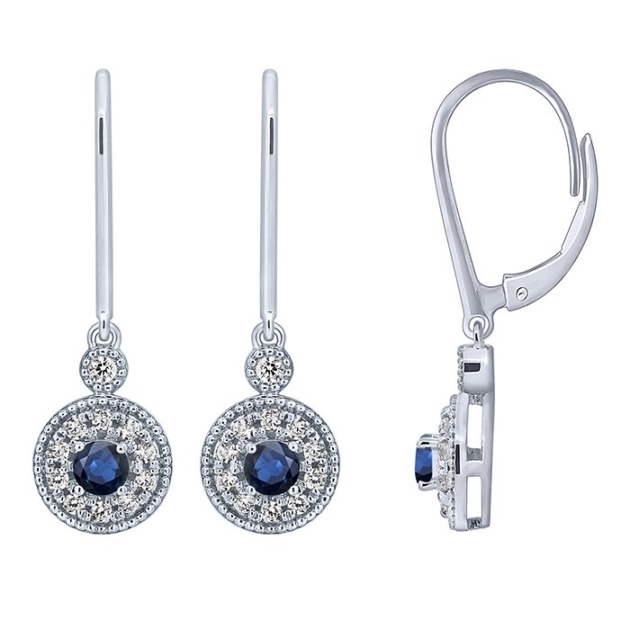 0.31CT SAPPHIRE & DIAMOND LEVERBACK EARRINGS