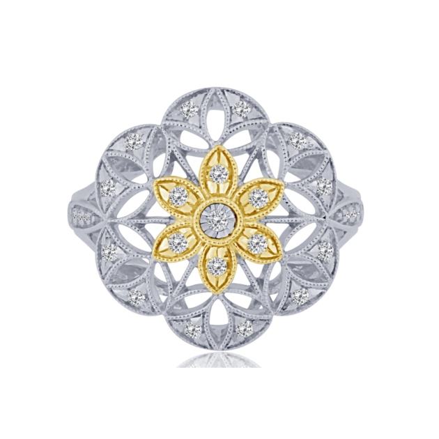 0.25CT TWO TONE DIAMOND FASHION RING