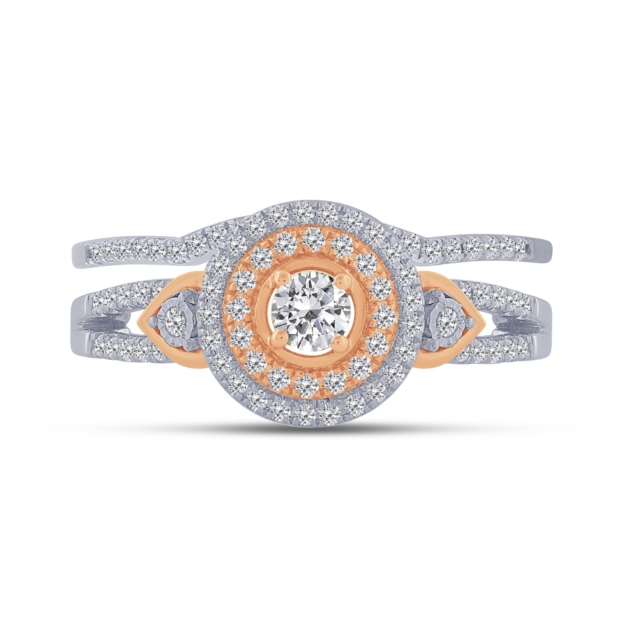 0.50CT TWO TONE PETITE WEDDING SET
