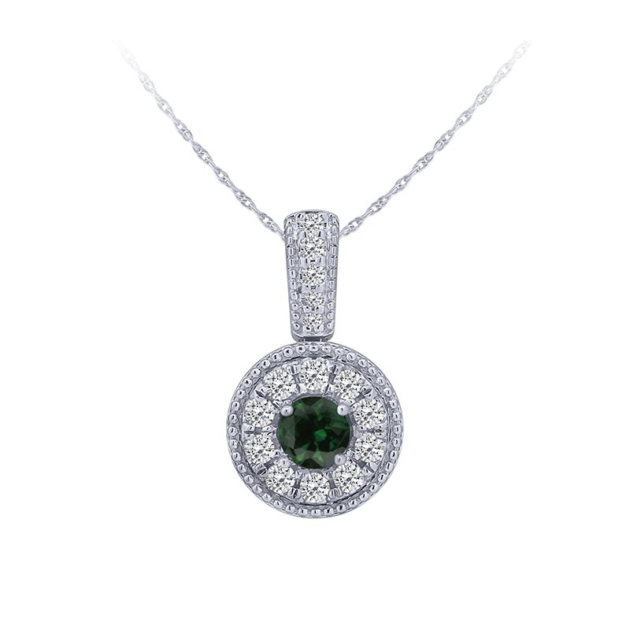 0.32CT EMERALD & DIAMOND PENDANT