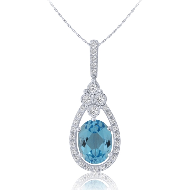 0.20CT BLUE TOPAZ & DIAMOND PENDANT