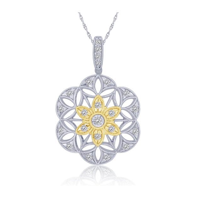 0.25CT TWO TONE DIAMOND FASHION PENDANT