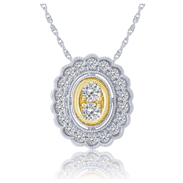 0.39CT TWO TONE DIAMOND PENDANT