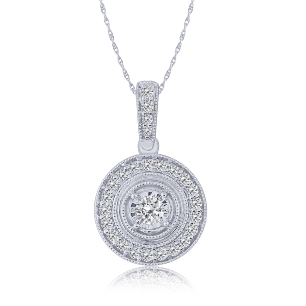 0.18CT DIAMOND HALO PENDANT