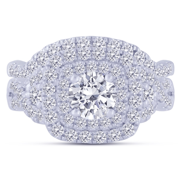 2.00CT DOUBLE HALO WEDDING SET