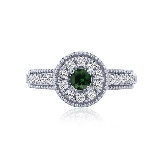 0.38CT EMERALD & DIAMOND RING